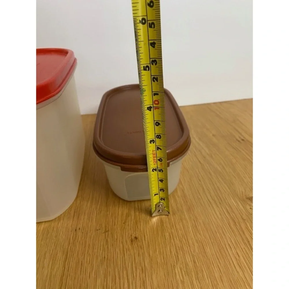 Tupperware Modular Mates Oval‎ Containers Set 2 Red Brown Good 1616-2 1616-8